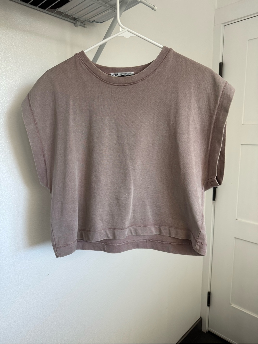 Zara Cropped Boxy Muscle Tee - Mauve